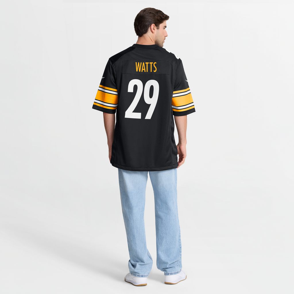 Pittsburgh Steelers Ryan Watts Black Game Jersey product image 8, provided for visual reference and product detail review
