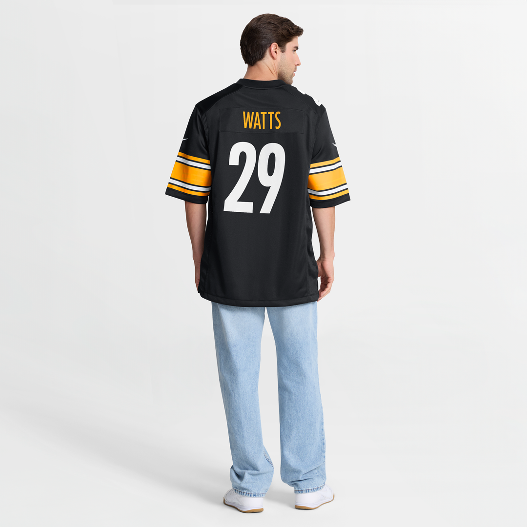 Pittsburgh Steelers Ryan Watts Black Game Jersey product image 8, provided for visual reference and product detail review