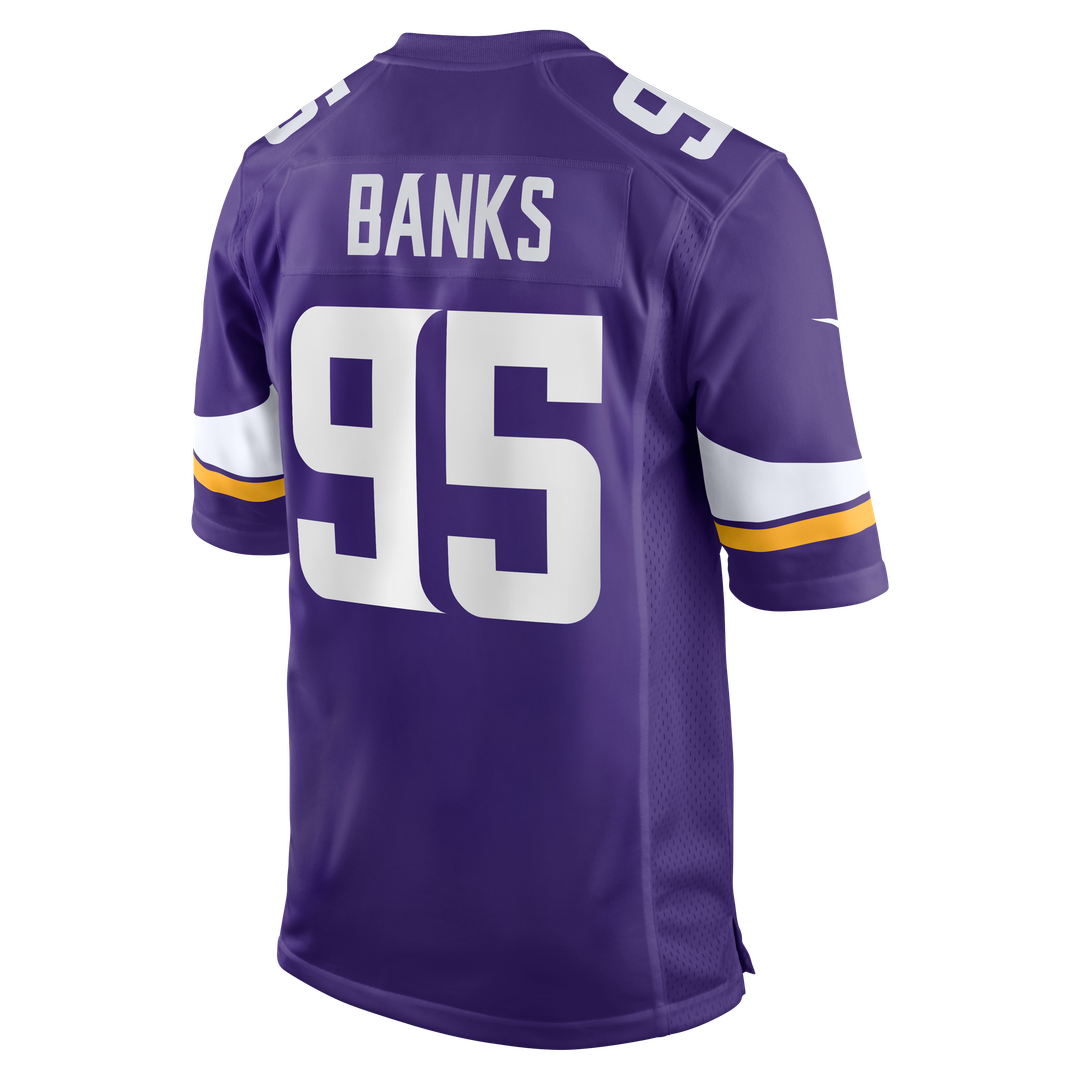 Minnesota Vikings Caleb Banks Purple Team Game Jersey product image 3, provided for visual reference and product detail