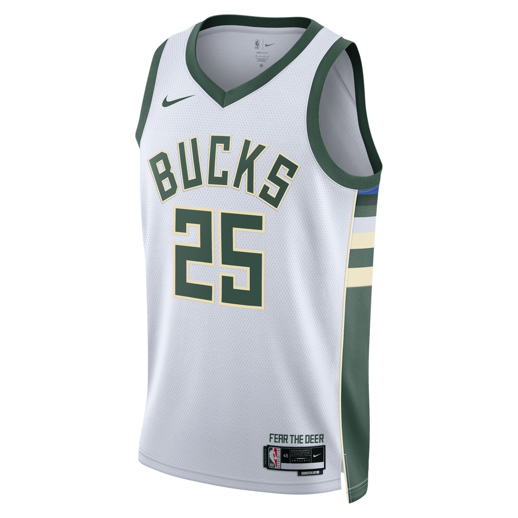 Kasparas Jakučionis Milwaukee Bucks Association Edition Swingman Jersey - White - Unisex product image 3, provided for