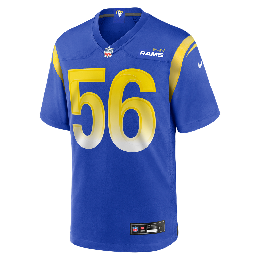 Los Angeles Rams London Fletcher Royal Game Retired Player Jersey product image 2, provided for visual reference and product