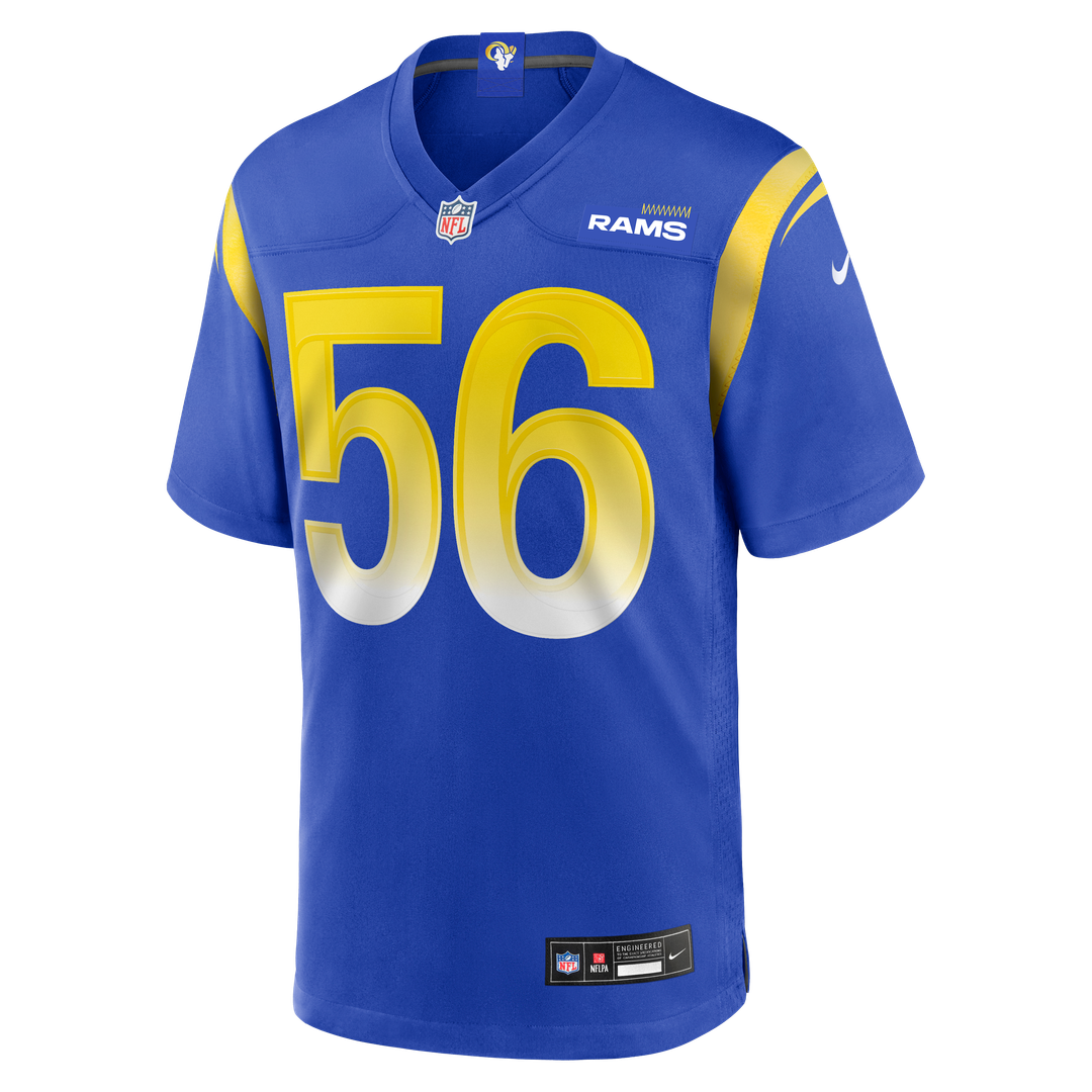 Los Angeles Rams London Fletcher Royal Game Retired Player Jersey product image 2, provided for visual reference and product