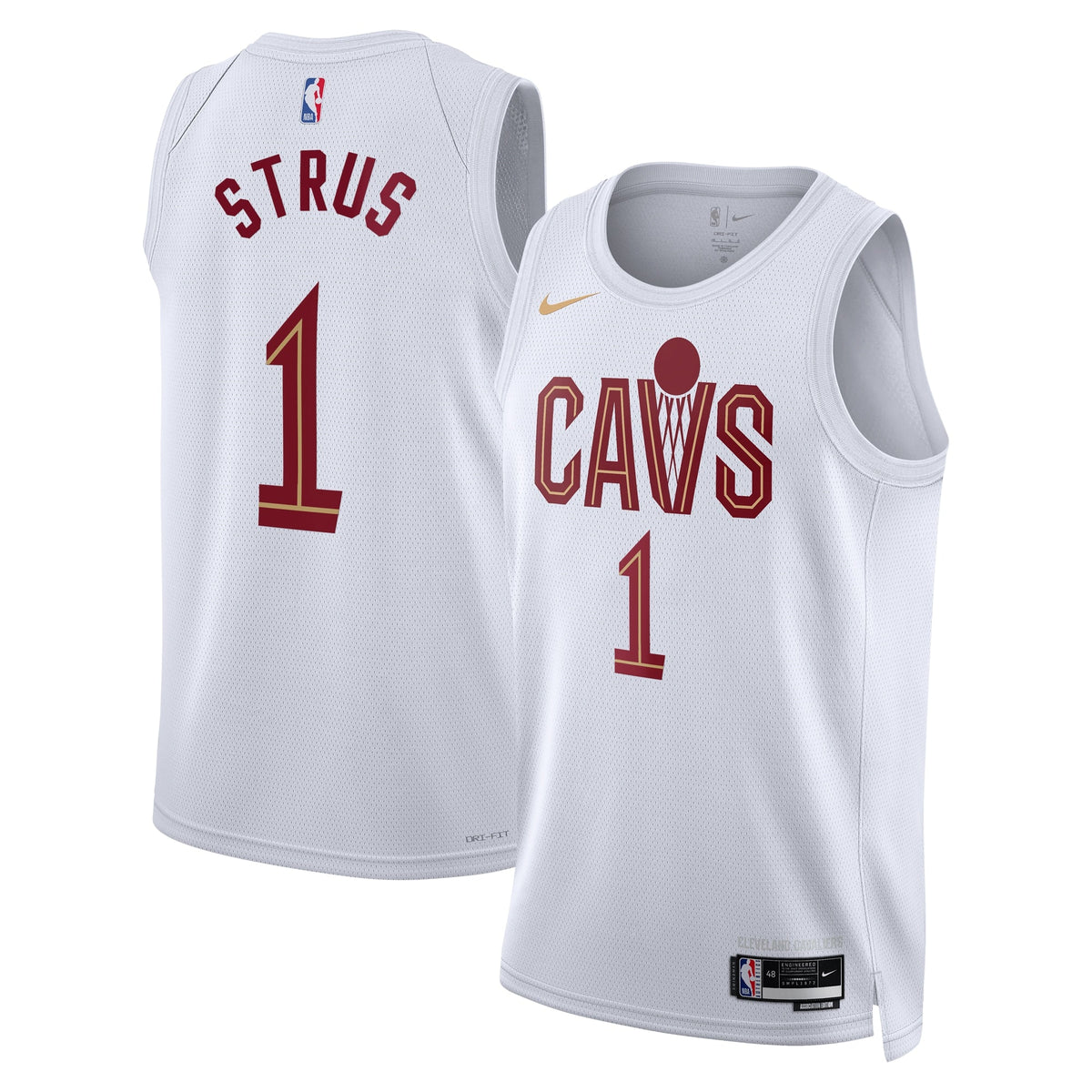 Max Strus Cleveland Cavaliers Association Edition Swingman Jersey - White - Unisex product image 1, provided for visual