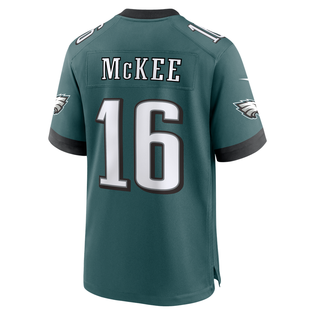Philadelphia Eagles Tanner McKee Midnight Green Team Game Jersey product image 3, provided for visual reference and product
