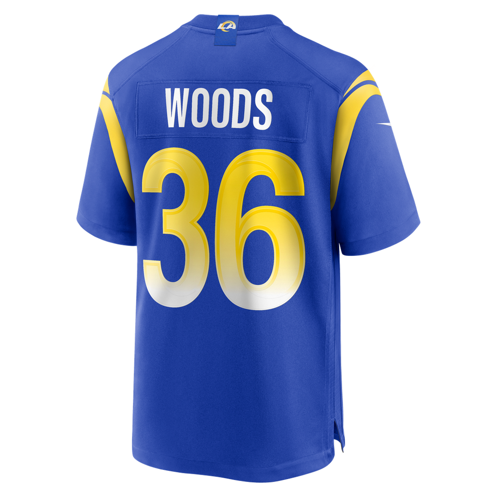Los Angeles Rams Charles Woods Royal Game Jersey product image 3, provided for visual reference and product detail review