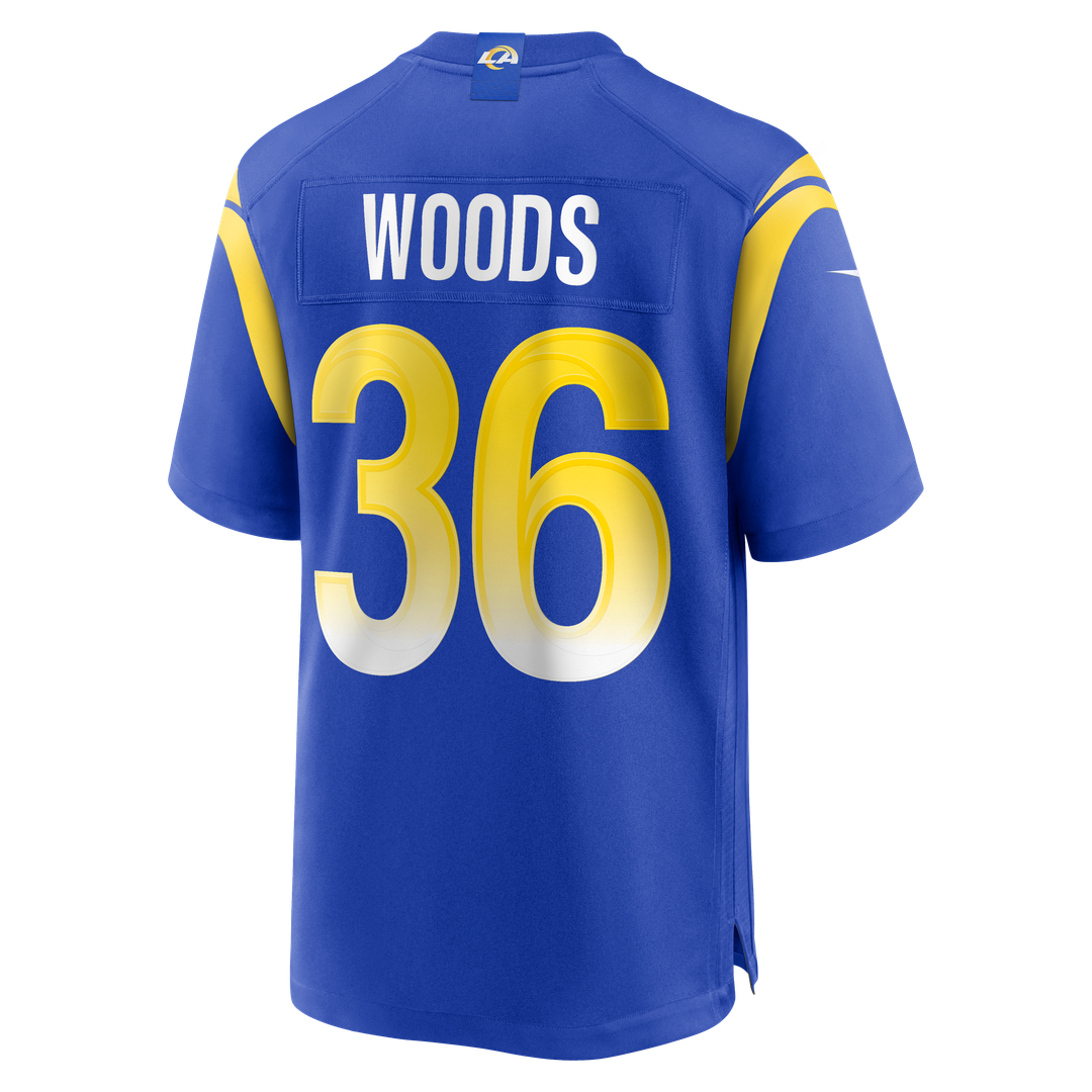 Los Angeles Rams Charles Woods Royal Game Jersey product image 3, provided for visual reference and product detail review