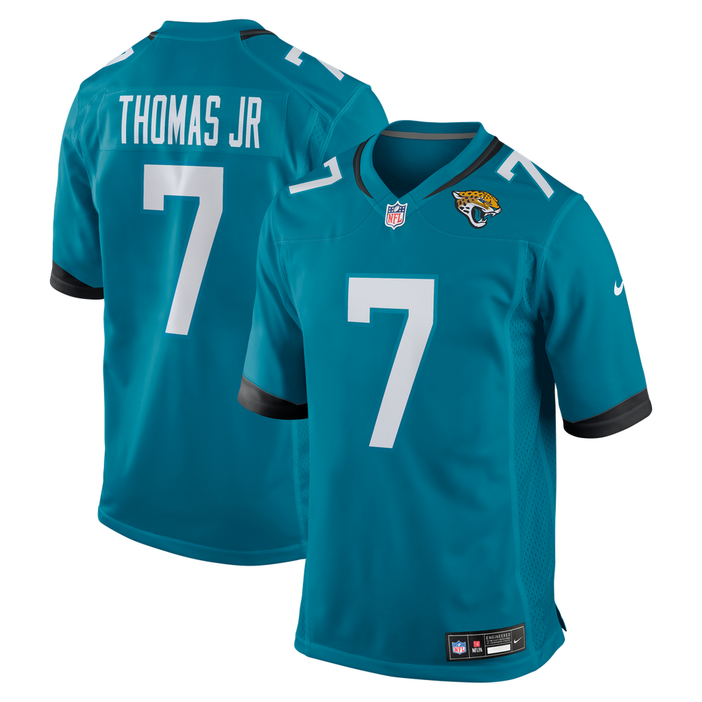 Jacksonville Jaguars Brian Thomas Jr Teal Player Game Jersey product image 1, provided for visual reference and product