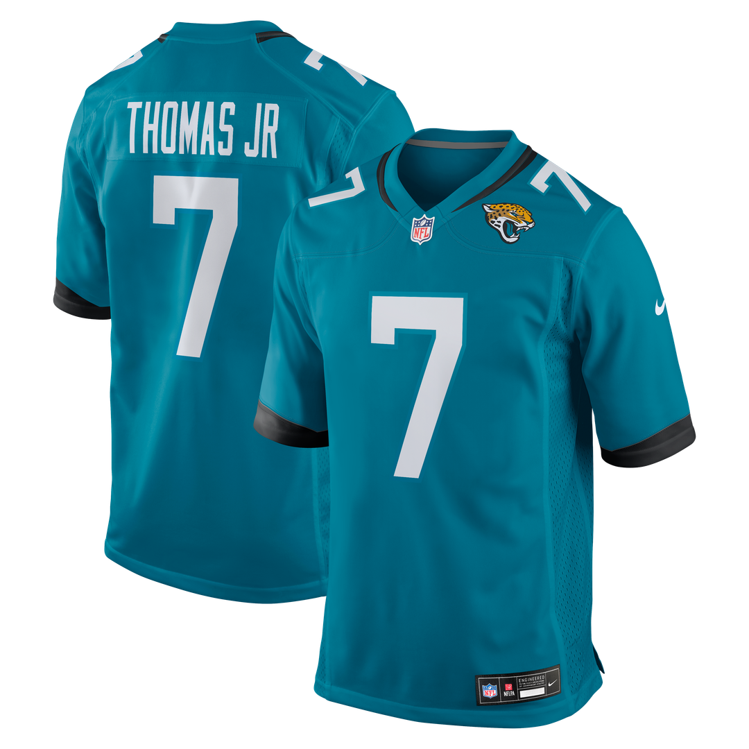 Jacksonville Jaguars Brian Thomas Jr Teal Player Game Jersey product image 1, provided for visual reference and product