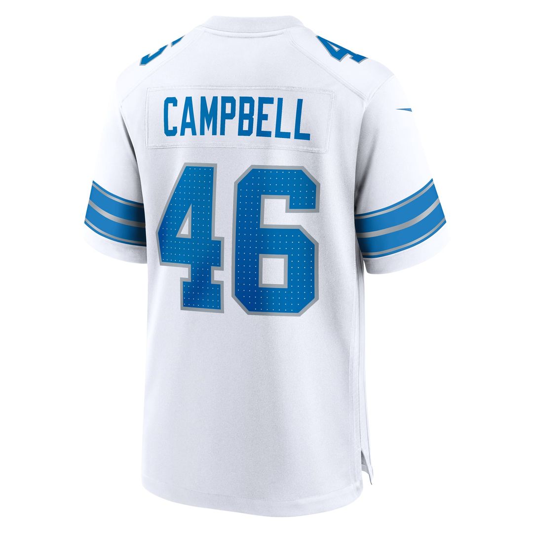 Detroit Lions Jack Campbell White White Game Jersey product image 3, provided for visual reference and product detail review
