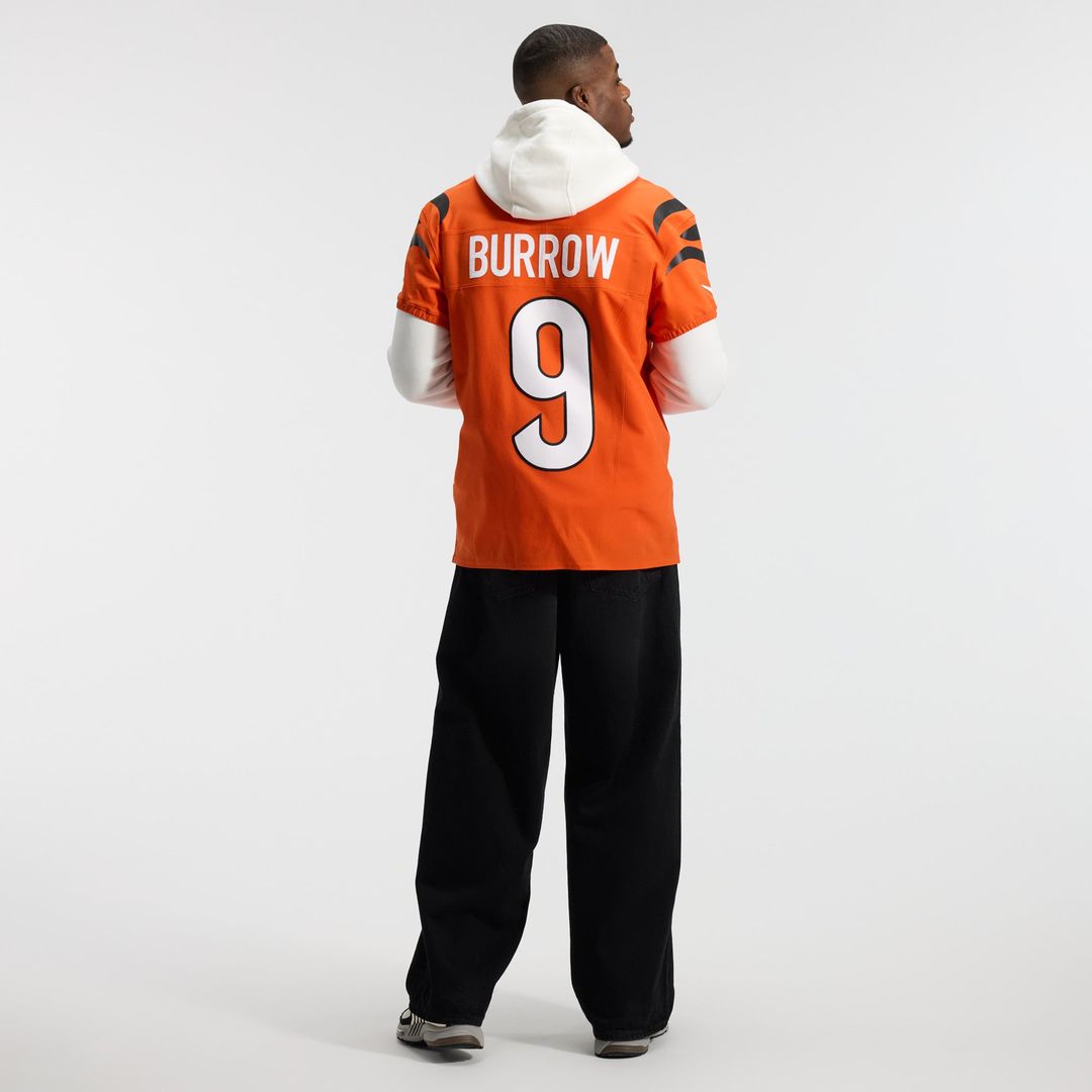 Cincinnati Bengals Joe Burrow Orange Team Vapor F.U.S.E. Elite Jersey product image 5, provided for visual reference and