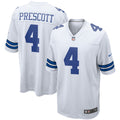 Dallas Cowboys Dak Prescott White Game Team Jersey product image 1, provided for visual reference and product detail review