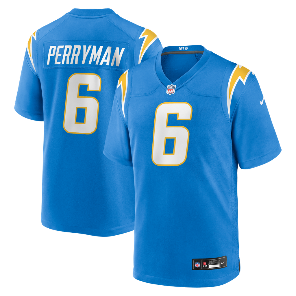 Los Angeles Chargers Denzel Perryman Powder Blue Team Game Jersey product image 1, provided for visual reference and product