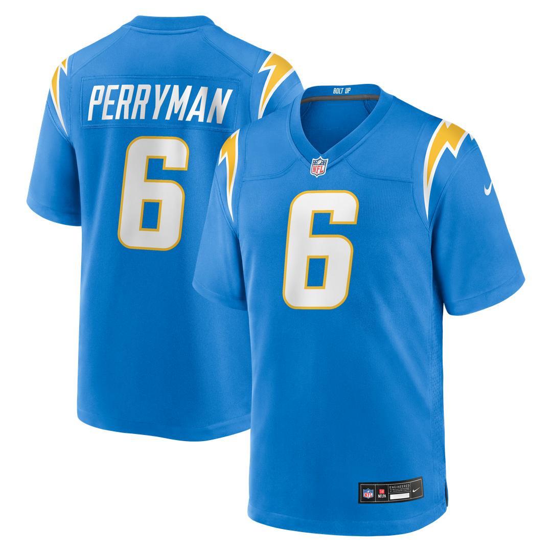 Los Angeles Chargers Denzel Perryman Powder Blue Team Game Jersey product image 1, provided for visual reference and product