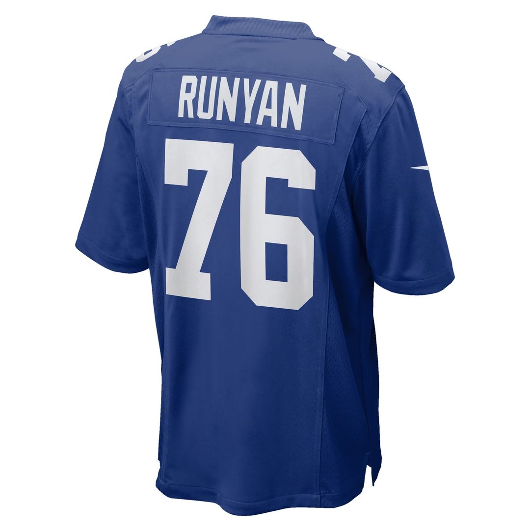 New York Giants Jon Runyan Royal Team Game Jersey product image 3, provided for visual reference and product detail review