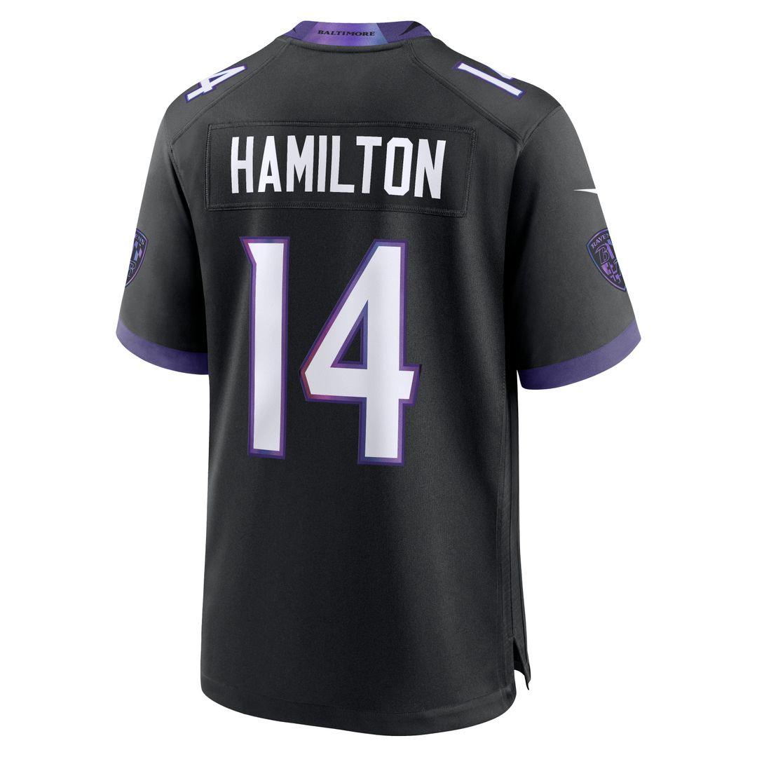 Baltimore Ravens Kyle Hamilton Black Alternate Game Jersey product image 3, provided for visual reference and product detail