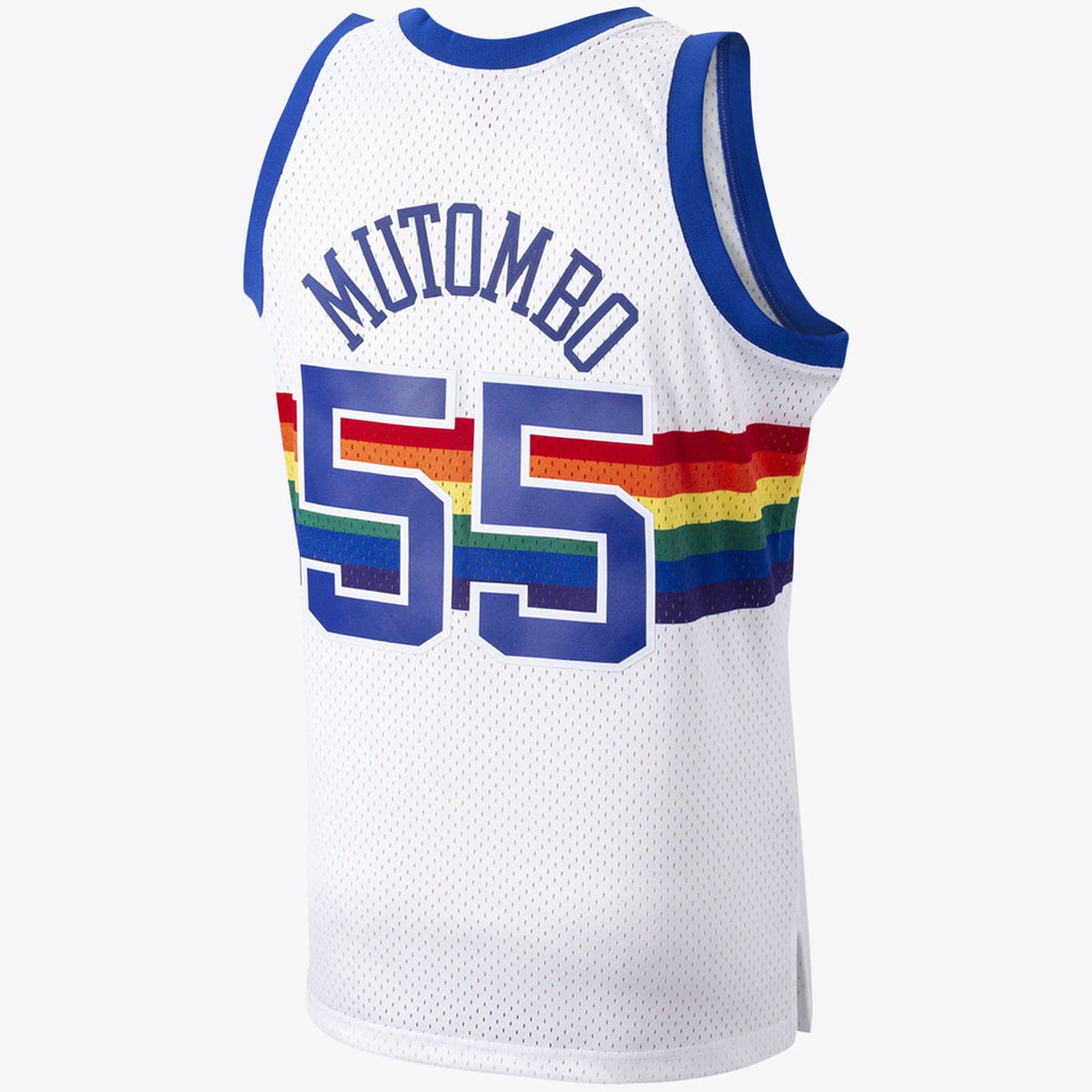 Dikembe Mutombo Denver Nuggets 1991 Hardwood Classics Swingman Home Jersey - White - Mens product image 3, provided for