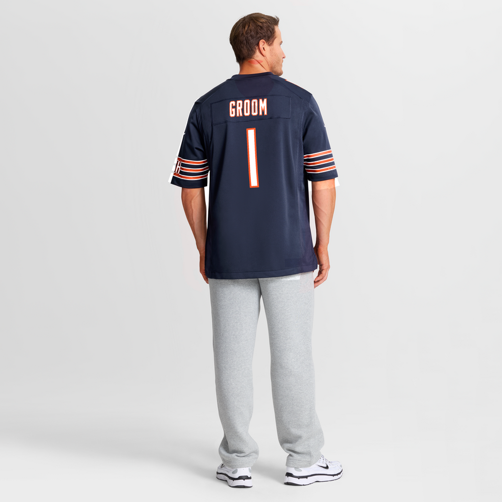 Chicago Bears Number 1 Groom Navy Game Jersey product image 8, provided for visual reference and product detail review