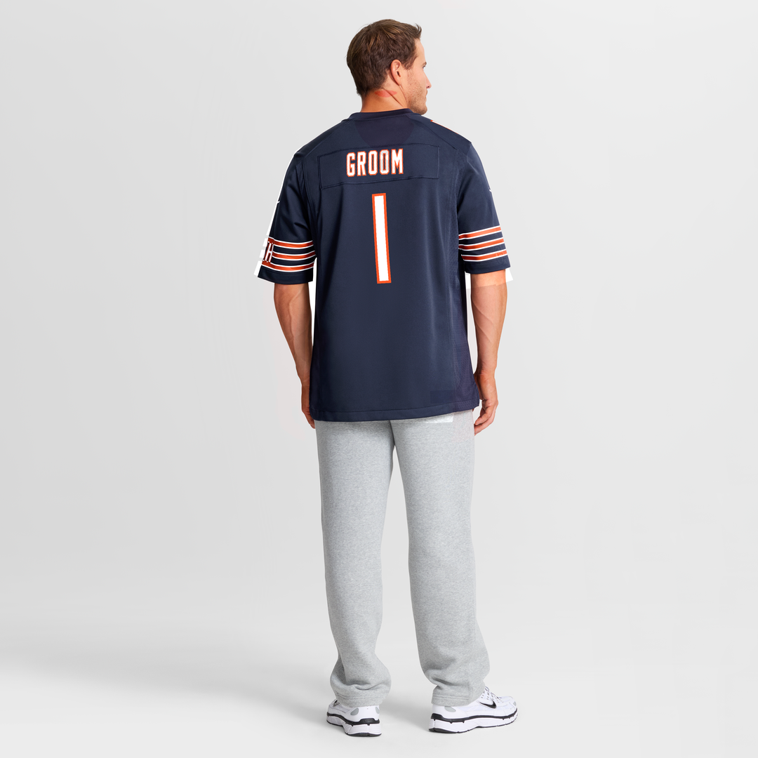 Chicago Bears Number 1 Groom Navy Game Jersey product image 8, provided for visual reference and product detail review