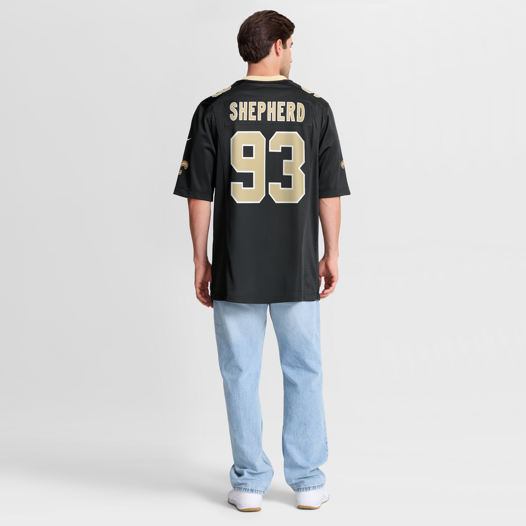 New Orleans Saints Nathan Shepherd Black Game Jersey product image 8, provided for visual reference and product detail review