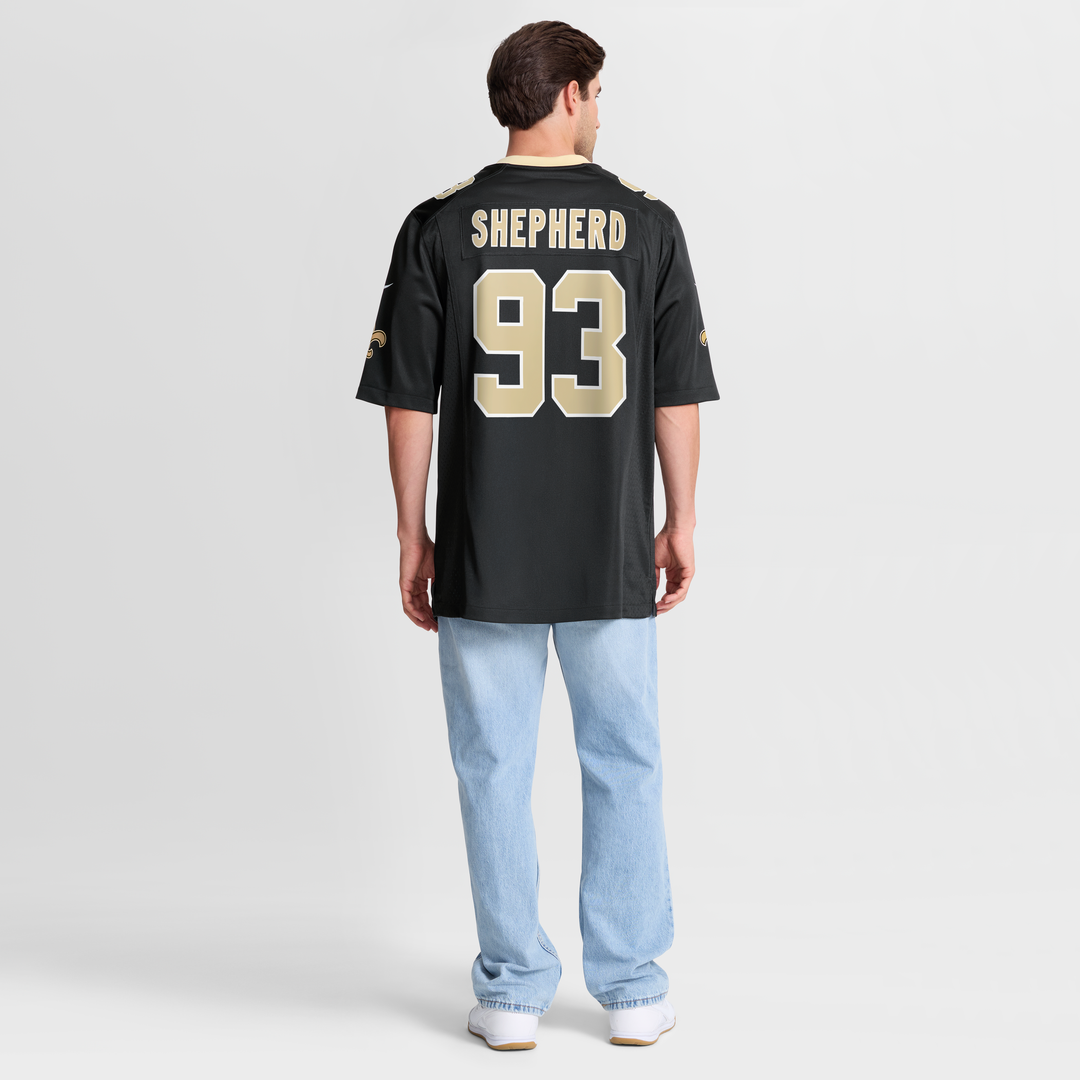 New Orleans Saints Nathan Shepherd Black Game Jersey product image 8, provided for visual reference and product detail review
