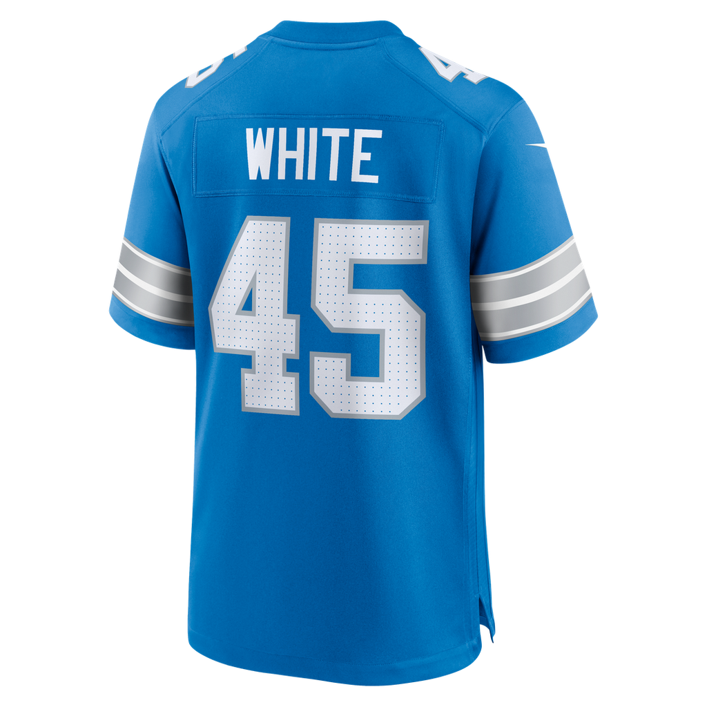 Detroit Lions Devin White Blue Team Game Jersey product image 5, provided for visual reference and product detail review