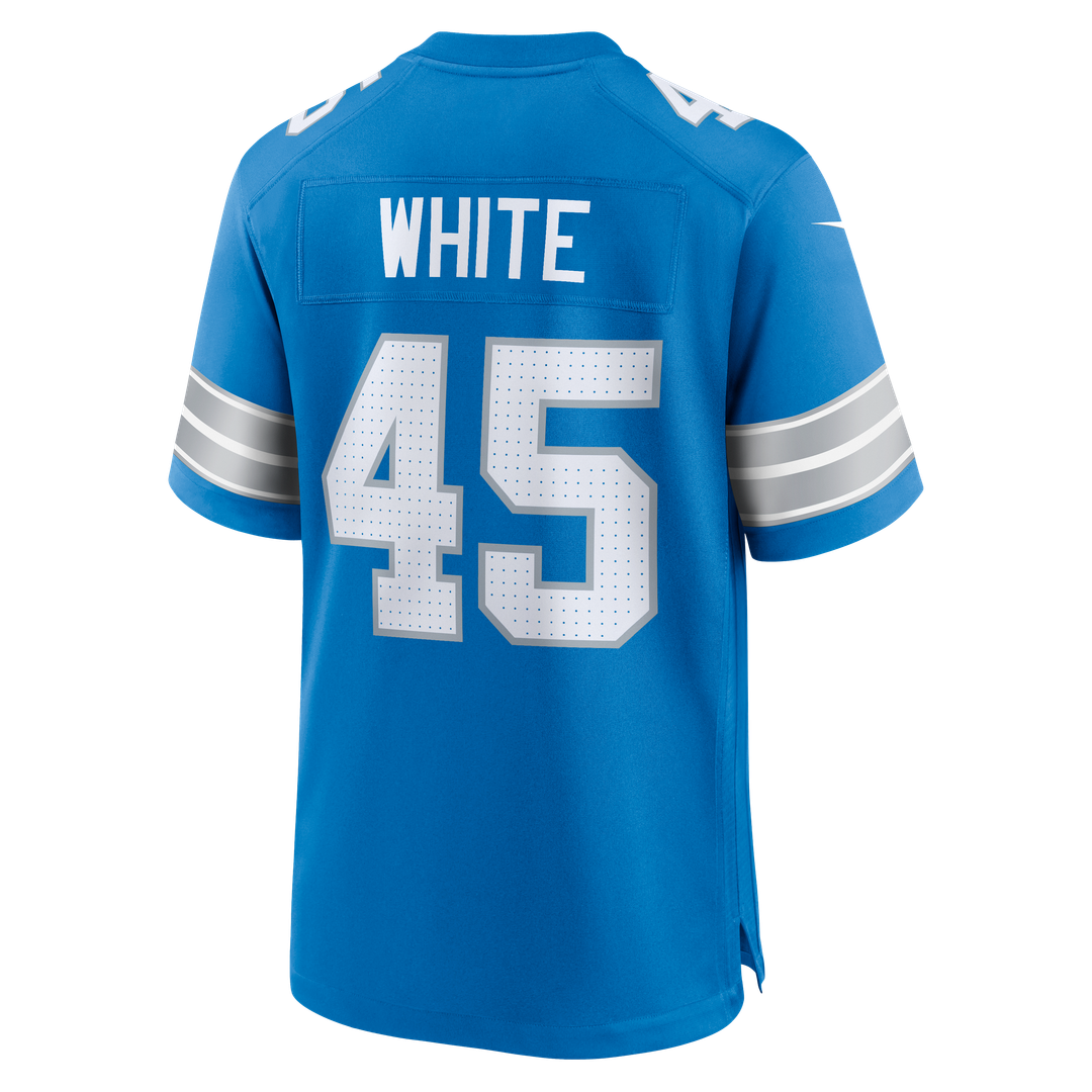 Detroit Lions Devin White Blue Team Game Jersey product image 5, provided for visual reference and product detail review