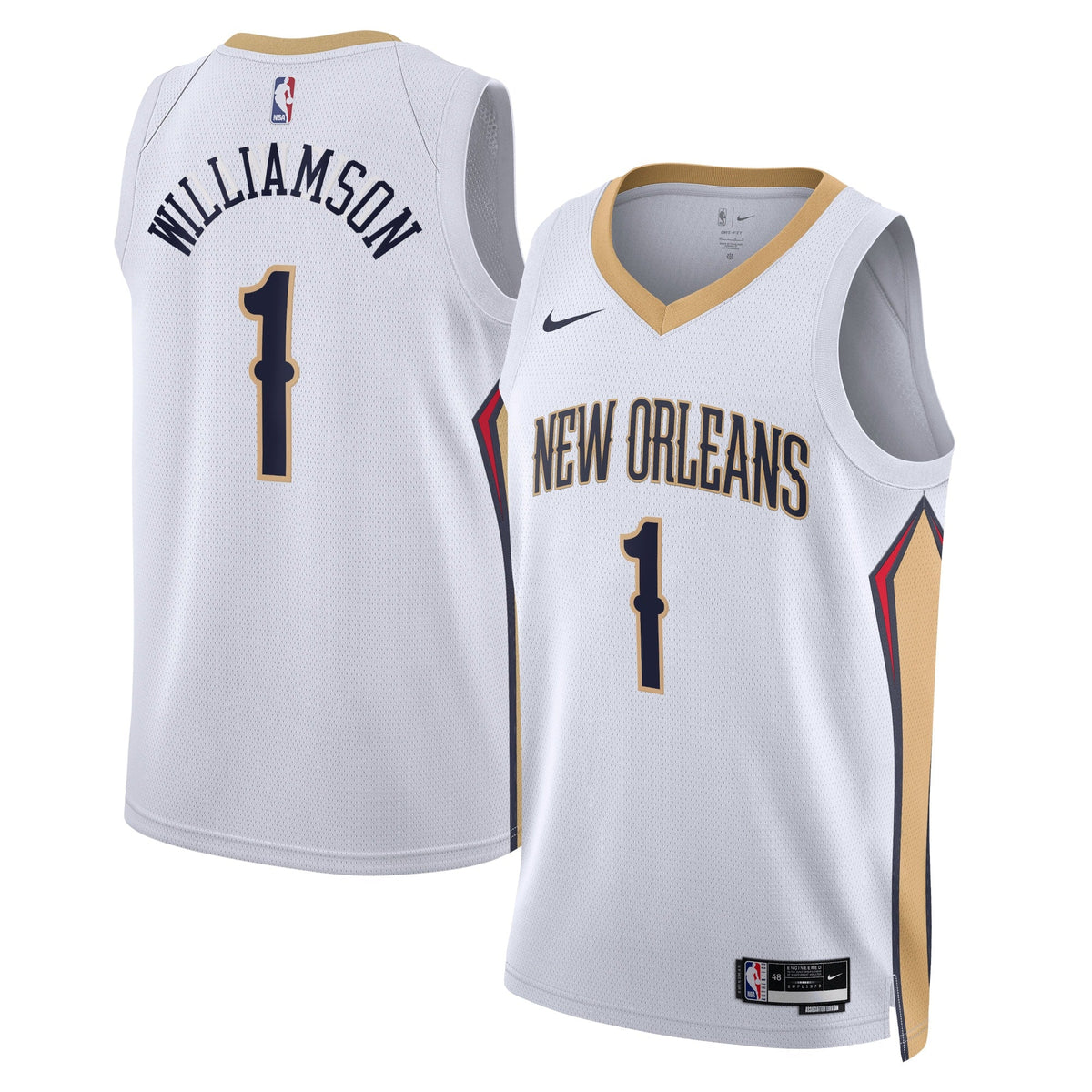 New Orleans Pelicans Association Edition Swingman Basketball Jersey - White - Zion Williamson - Unisex product image 1,