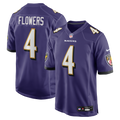 Baltimore Ravens Zay Flowers Purple Game Jersey product image 1, provided for visual reference and product detail review