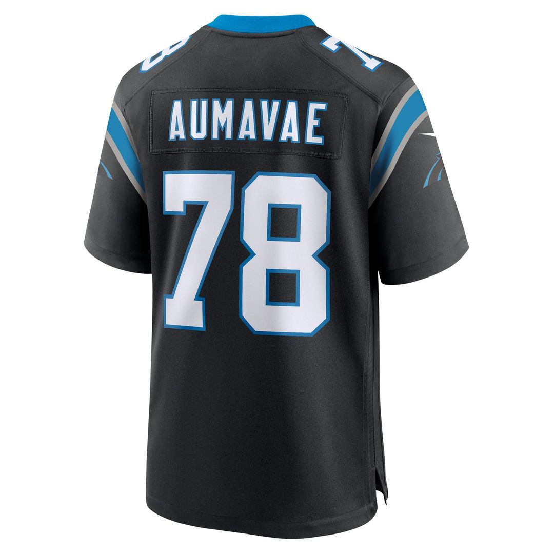 Carolina Panthers Popo Aumavae Black Team Game Jersey product image 3, provided for visual reference and product detail
