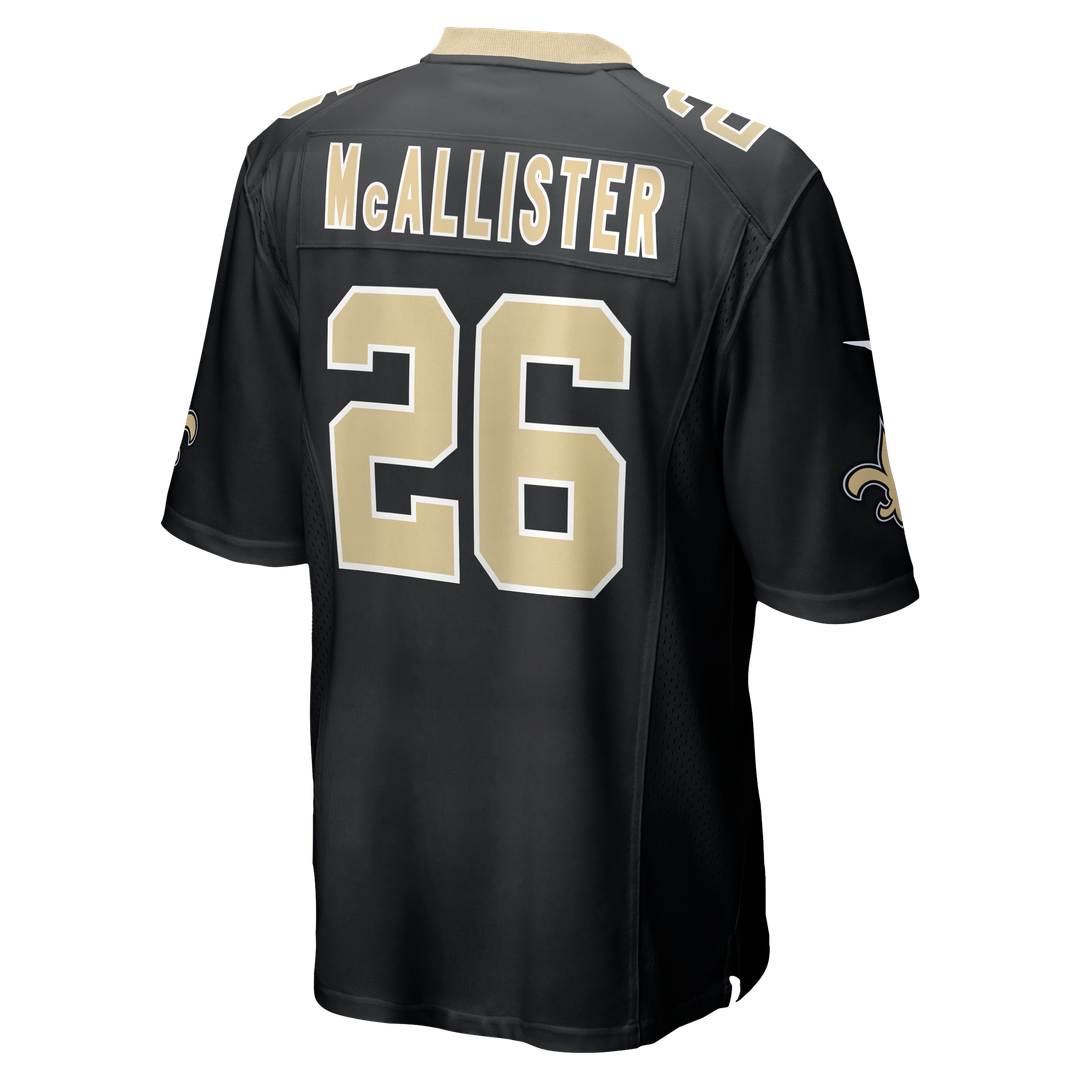 New Orleans Saints Deuce McAllister Black Game Retired Player Jersey product image 3, provided for visual reference and
