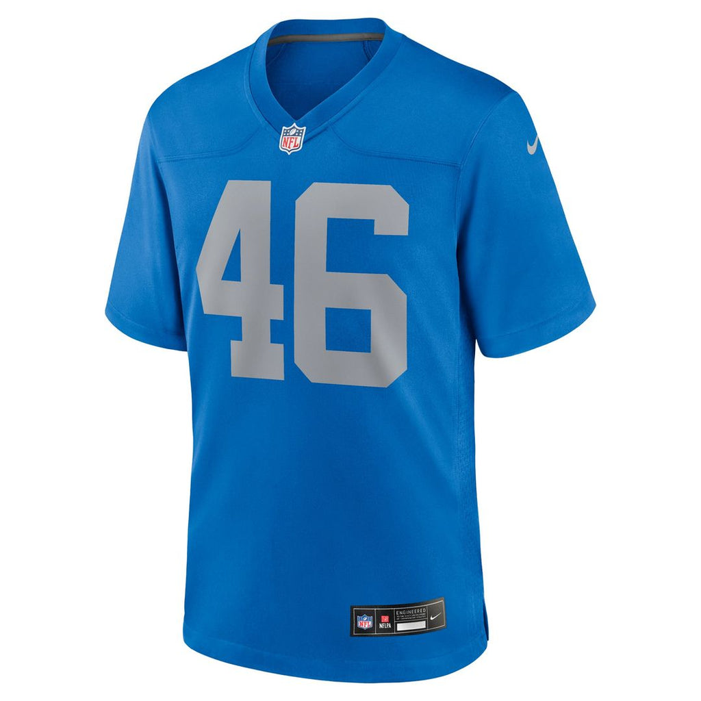 Detroit Lions Jack Campbell Blue Alternate Game Jersey product image 2, provided for visual reference and product detail