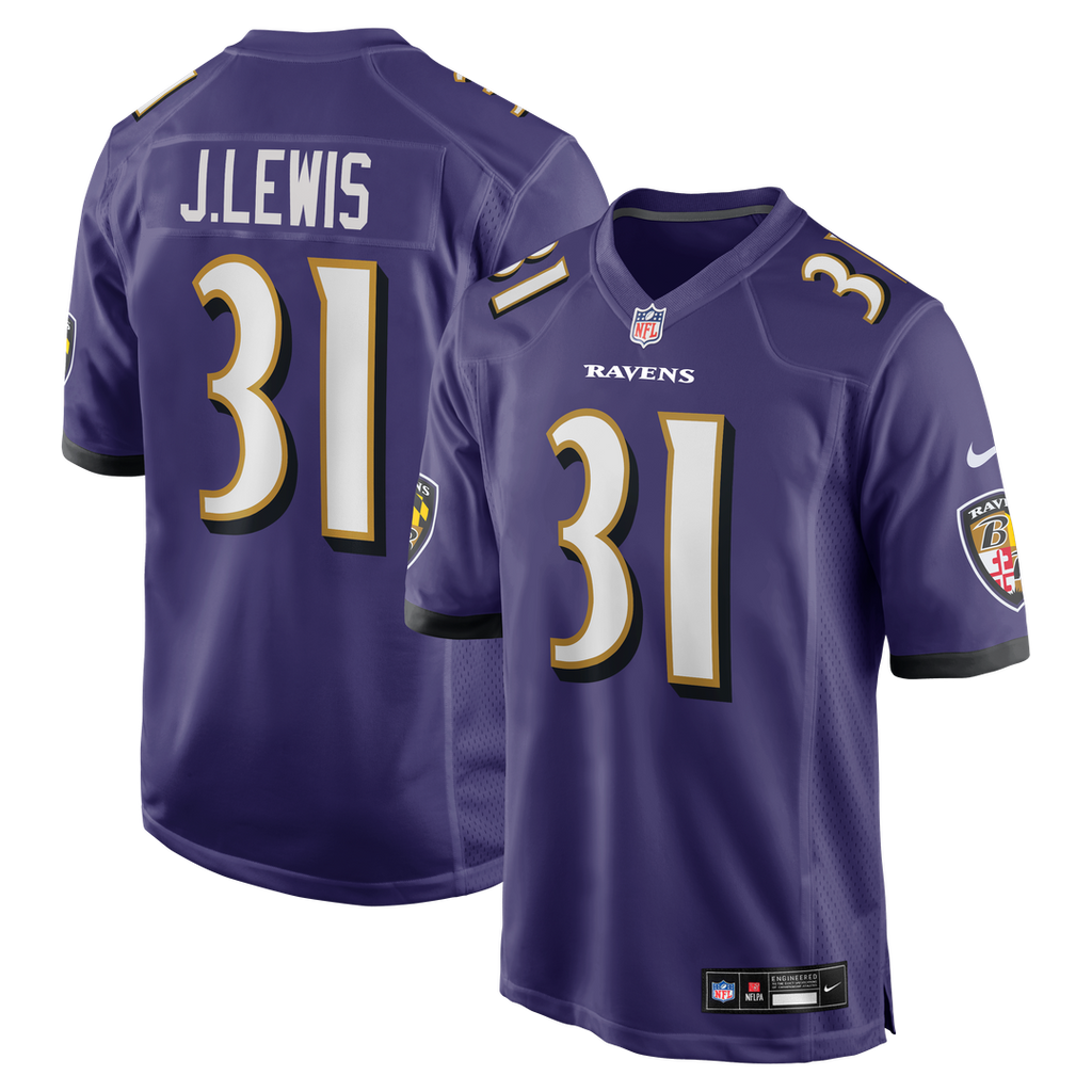 Baltimore Ravens Jamal Lewis Purple Game Retired Player Jersey product image 1, provided for visual reference and product