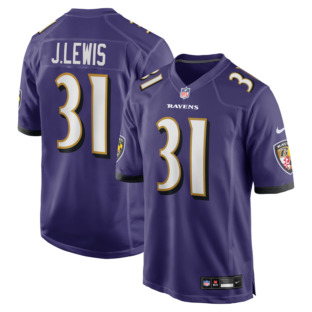 Baltimore Ravens Jamal Lewis Purple Game Retired Player Jersey product image 1, provided for visual reference and product