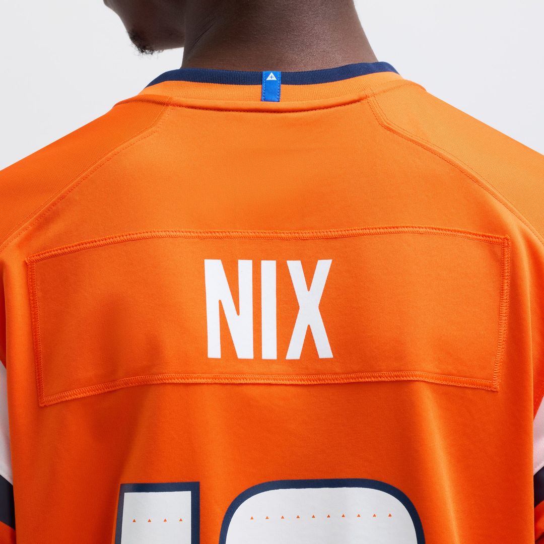 Denver Broncos Bo Nix Orange Player Game Jersey product image 18, provided for visual reference and product detail review