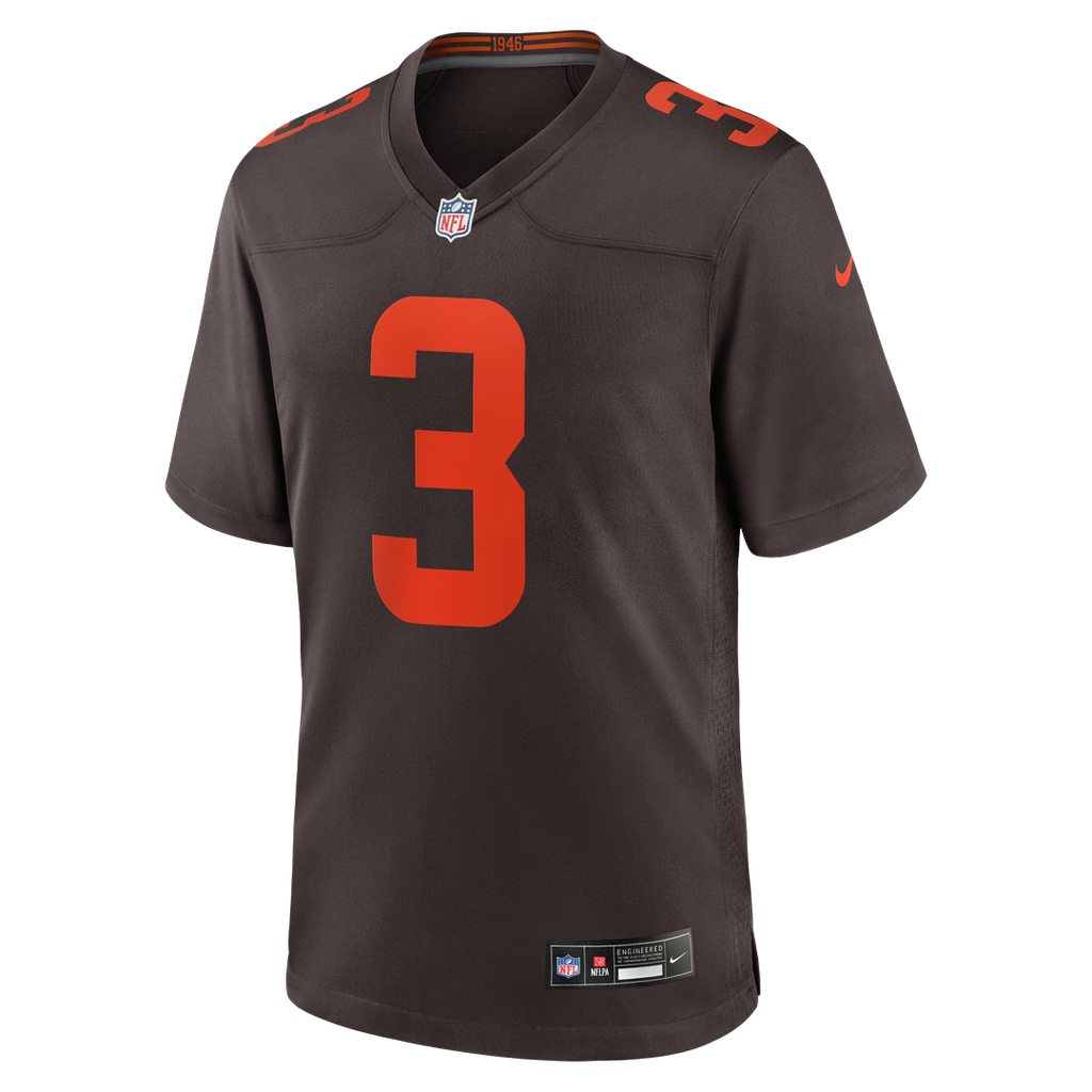 Cleveland Browns Jerry Jeudy Brown Alpha Dawg Game Jersey product image 2, provided for visual reference and product detail