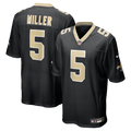 New Orleans Saints Kendre Miller Black Team Game Jersey product image 1, provided for visual reference and product detail