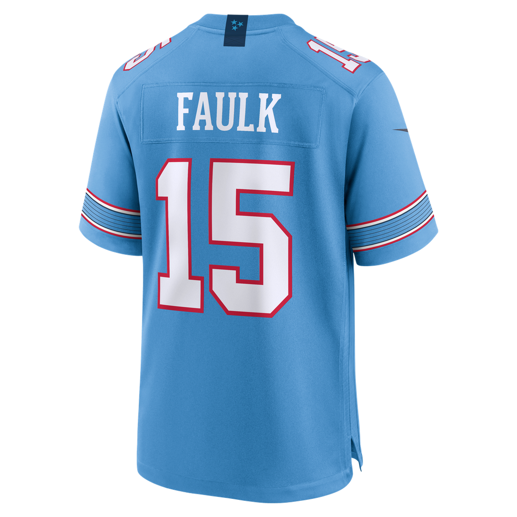 Tennessee Titans Keldric Faulk Light Blue Team Game Jersey product image 3, provided for visual reference and product detail