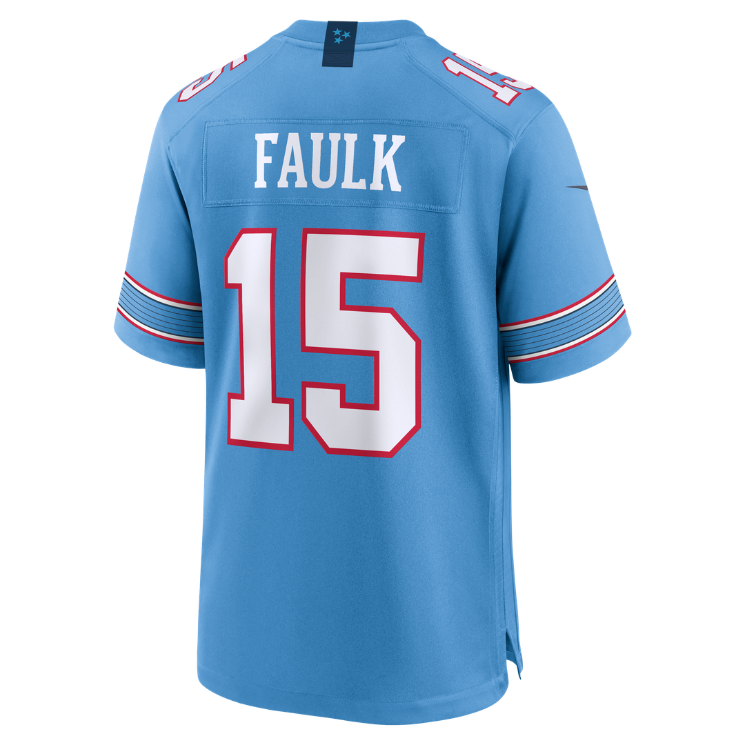 Tennessee Titans Keldric Faulk Light Blue Team Game Jersey product image 3, provided for visual reference and product detail