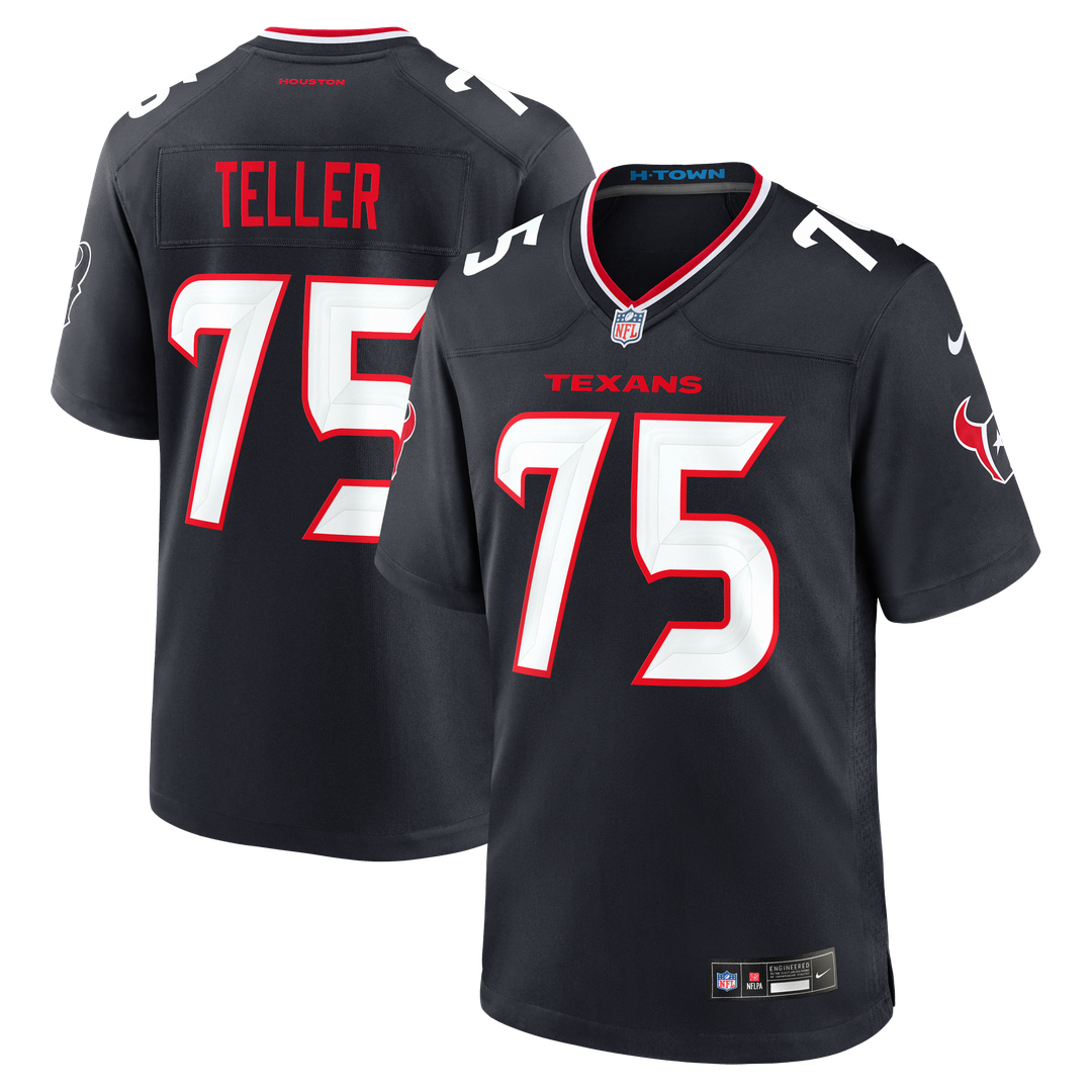 Houston Texans Wyatt Teller Navy Team Game Jersey product image 1, provided for visual reference and product detail review