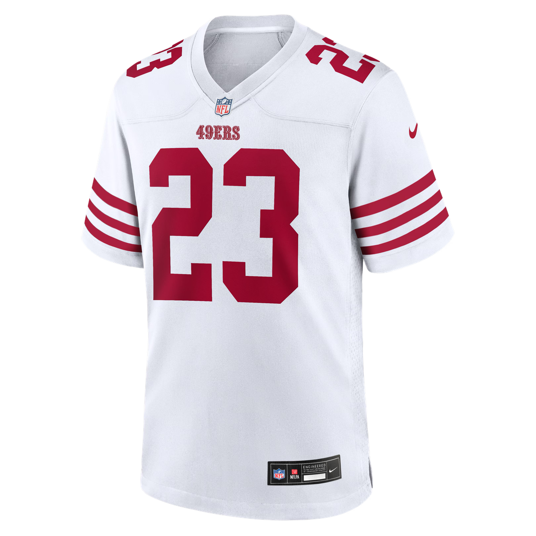 San Francisco 49ers Christian McCaffrey White Game Player Jersey product image 18, provided for visual reference and product
