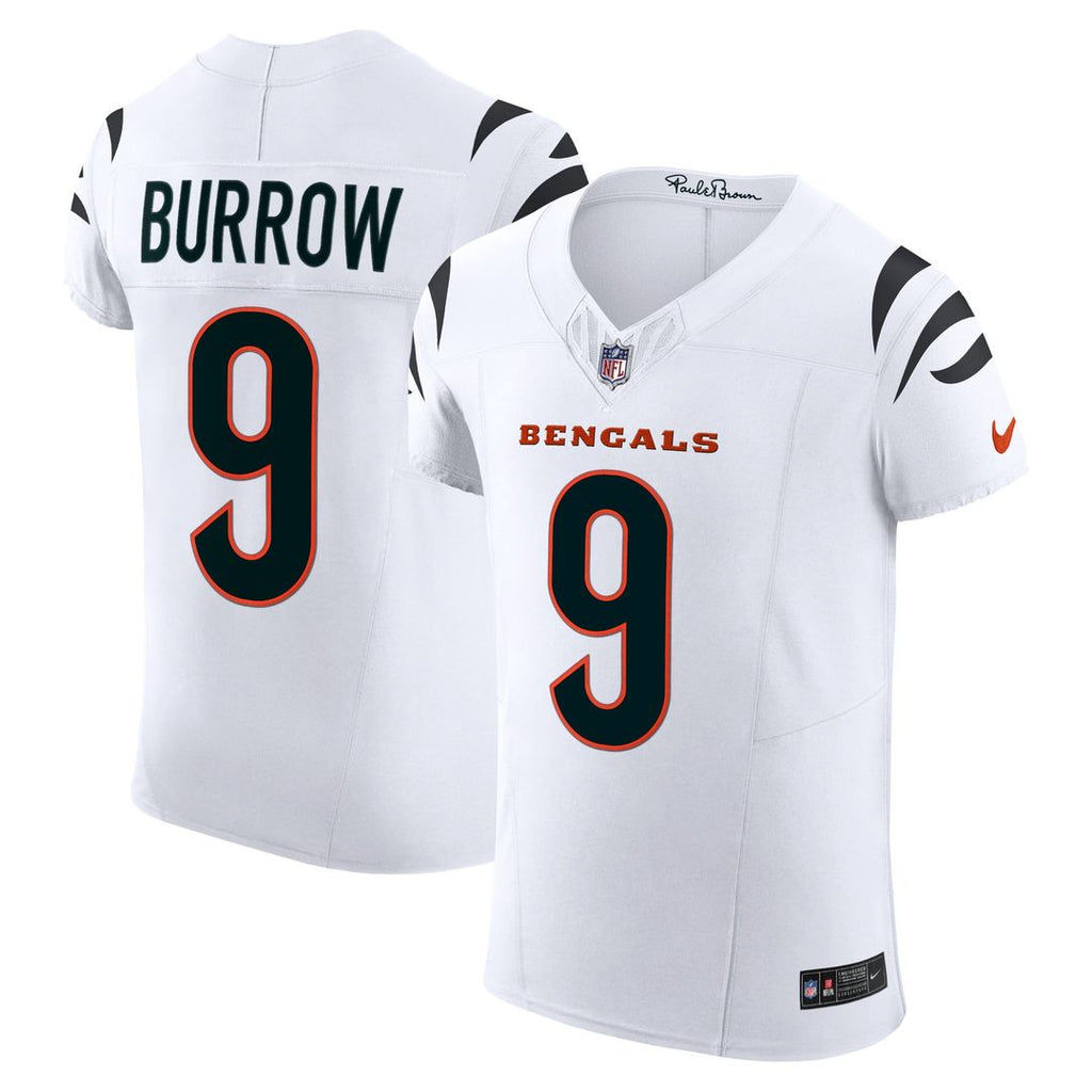 Cincinnati Bengals Joe Burrow White Vapor F.U.S.E. Elite Jersey product image 1, provided for visual reference and product