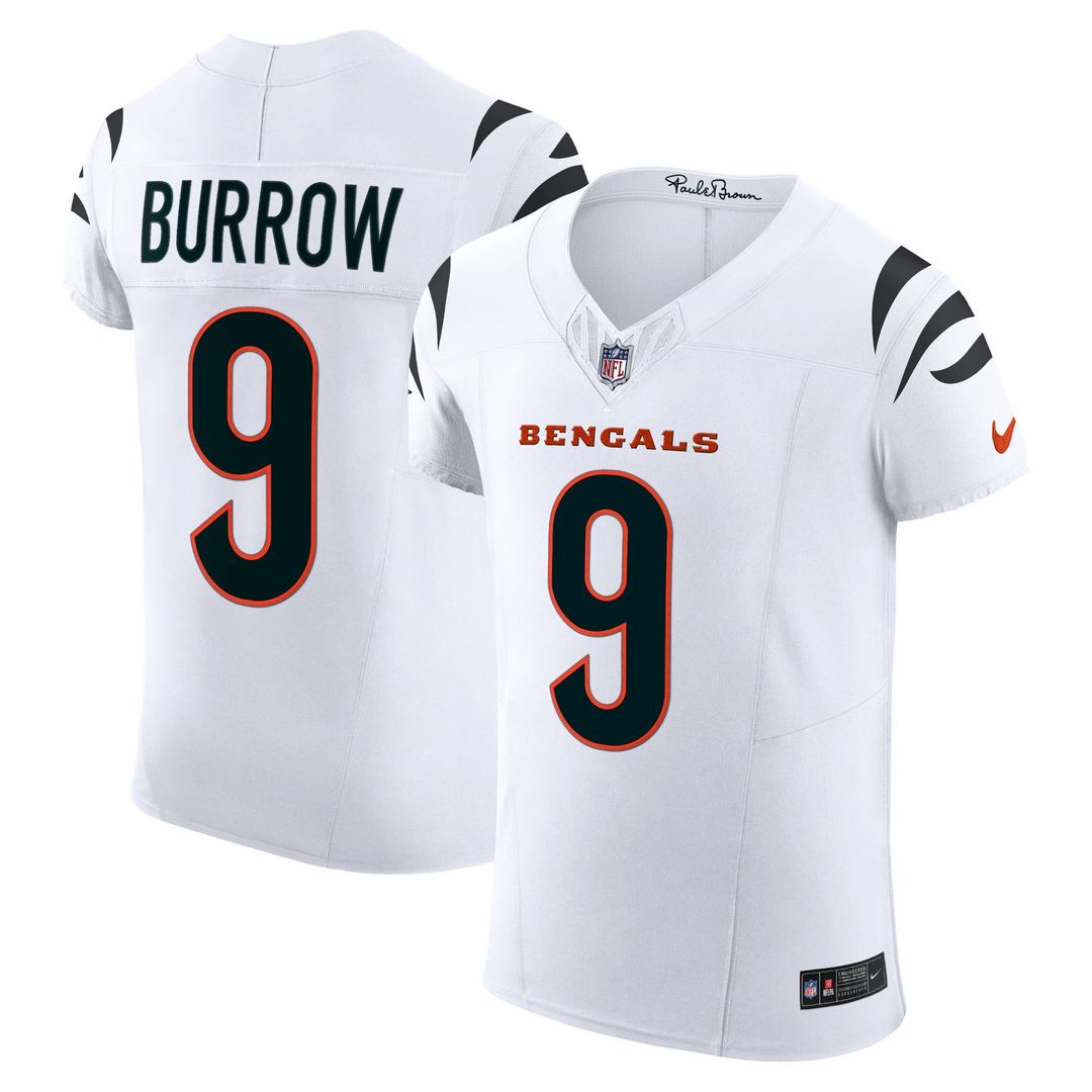 Cincinnati Bengals Joe Burrow White Vapor F.U.S.E. Elite Jersey product image 1, provided for visual reference and product