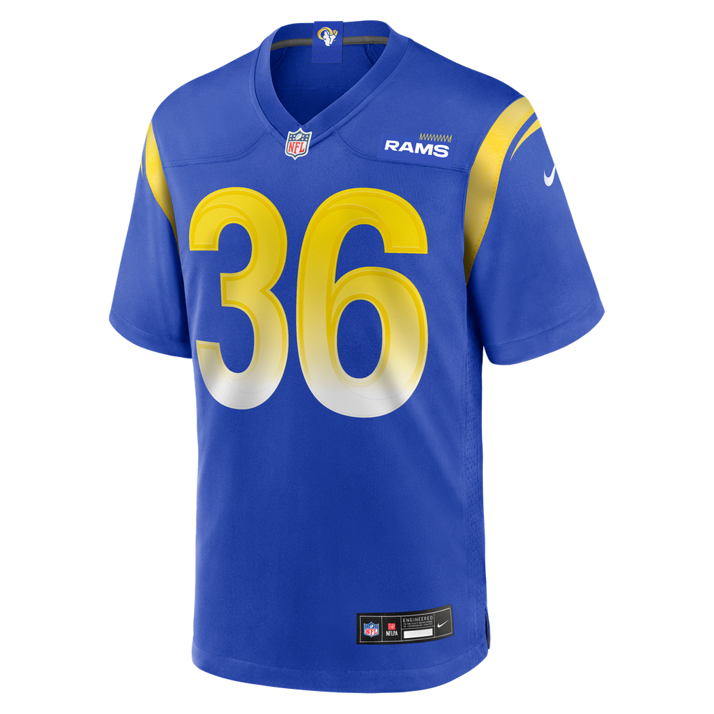 Los Angeles Rams Charles Woods Royal Game Jersey product image 2, provided for visual reference and product detail review