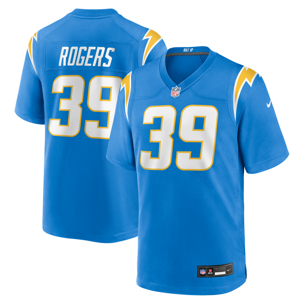 Los Angeles Chargers Eric Rogers Powder Blue Team Game Jersey product image 1, provided for visual reference and product
