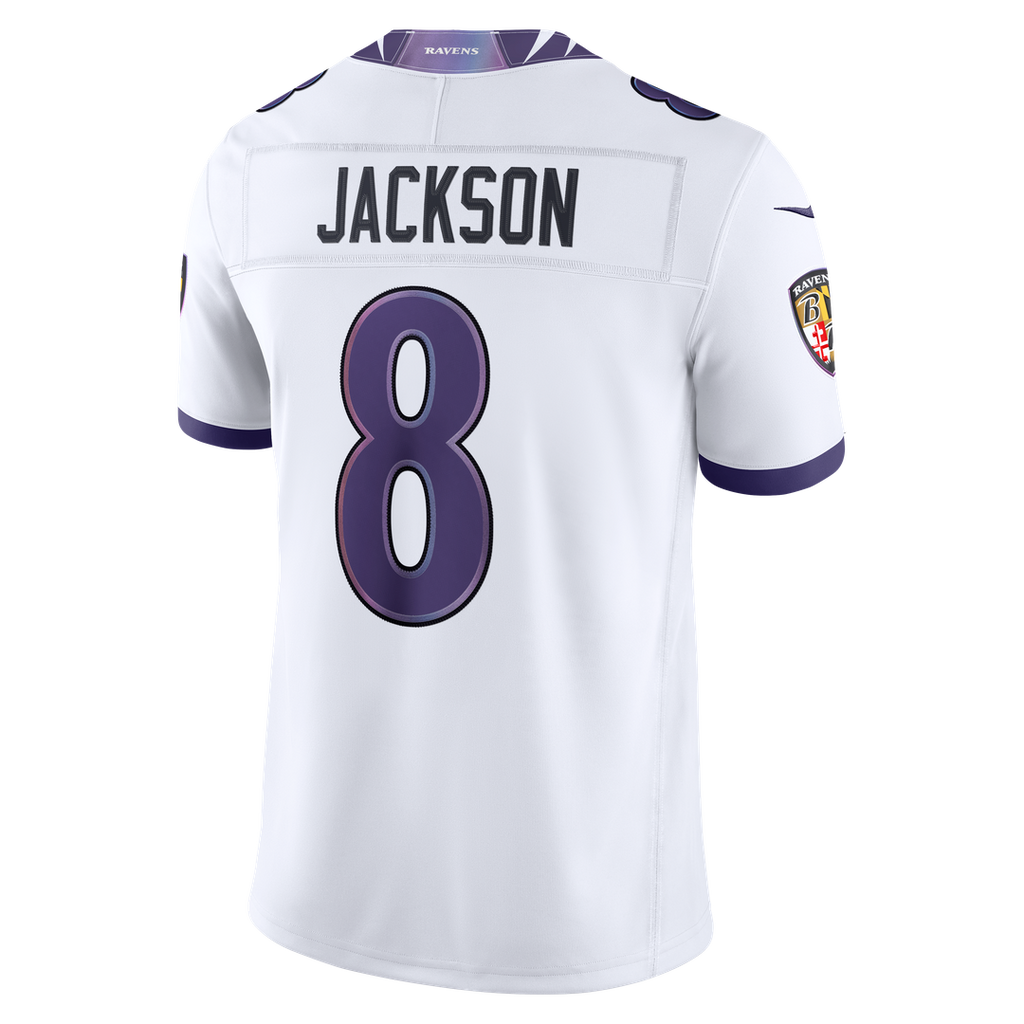 Baltimore Ravens Lamar Jackson White Vapor F.U.S.E. Stitched Limited Jersey product image 20, provided for visual reference