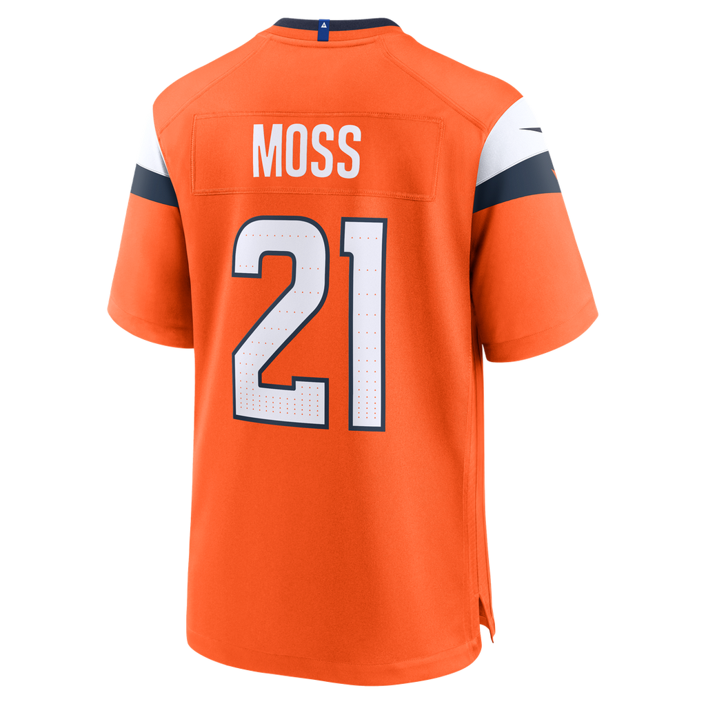 Denver Broncos Riley Moss Orange Team Game Jersey product image 3, provided for visual reference and product detail review
