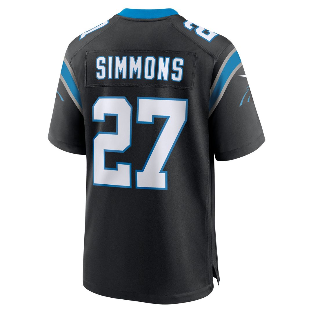 Carolina Panthers Isaiah Simmons Black Team Game Jersey product image 3, provided for visual reference and product detail
