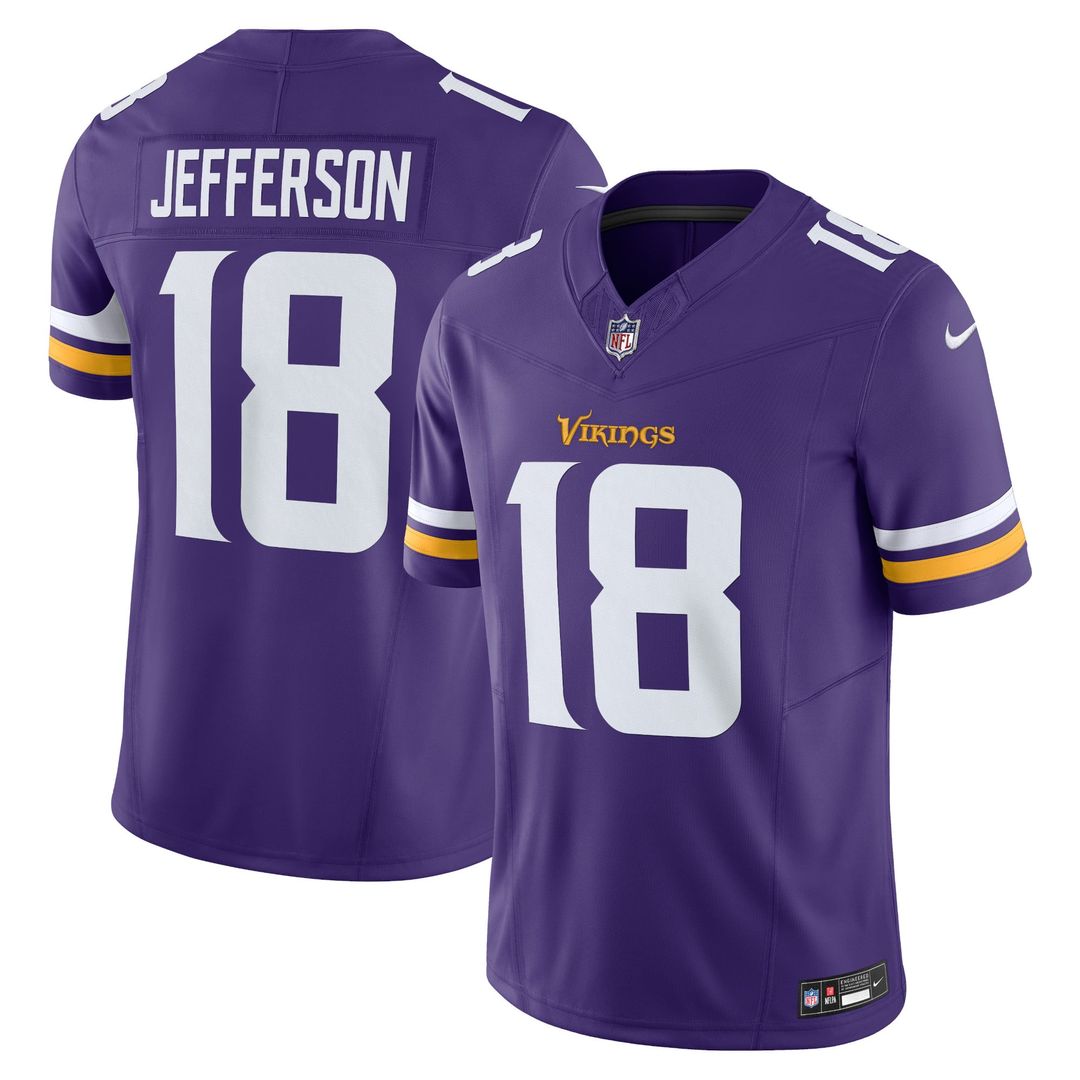 Minnesota Vikings Justin Jefferson Purple Vapor F.U.S.E. Limited Jersey product image 1, provided for visual reference and