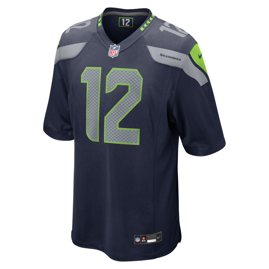 Seattle Seahawks 12s College Navy Team Game Jersey product image 2, provided for visual reference and product detail review