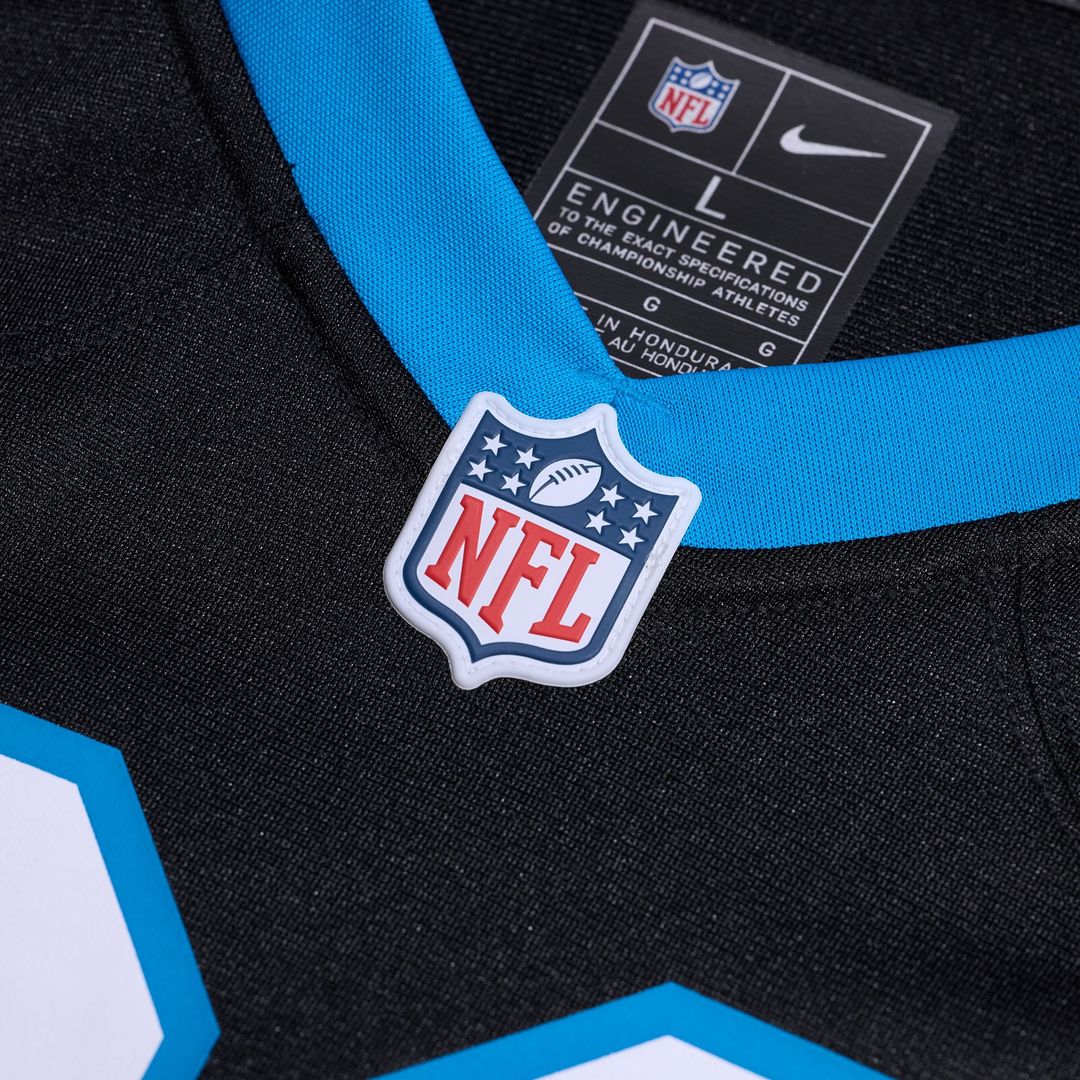 Carolina Panthers Ja'Tavion Sanders Black Game Jersey product image 4, provided for visual reference and product detail
